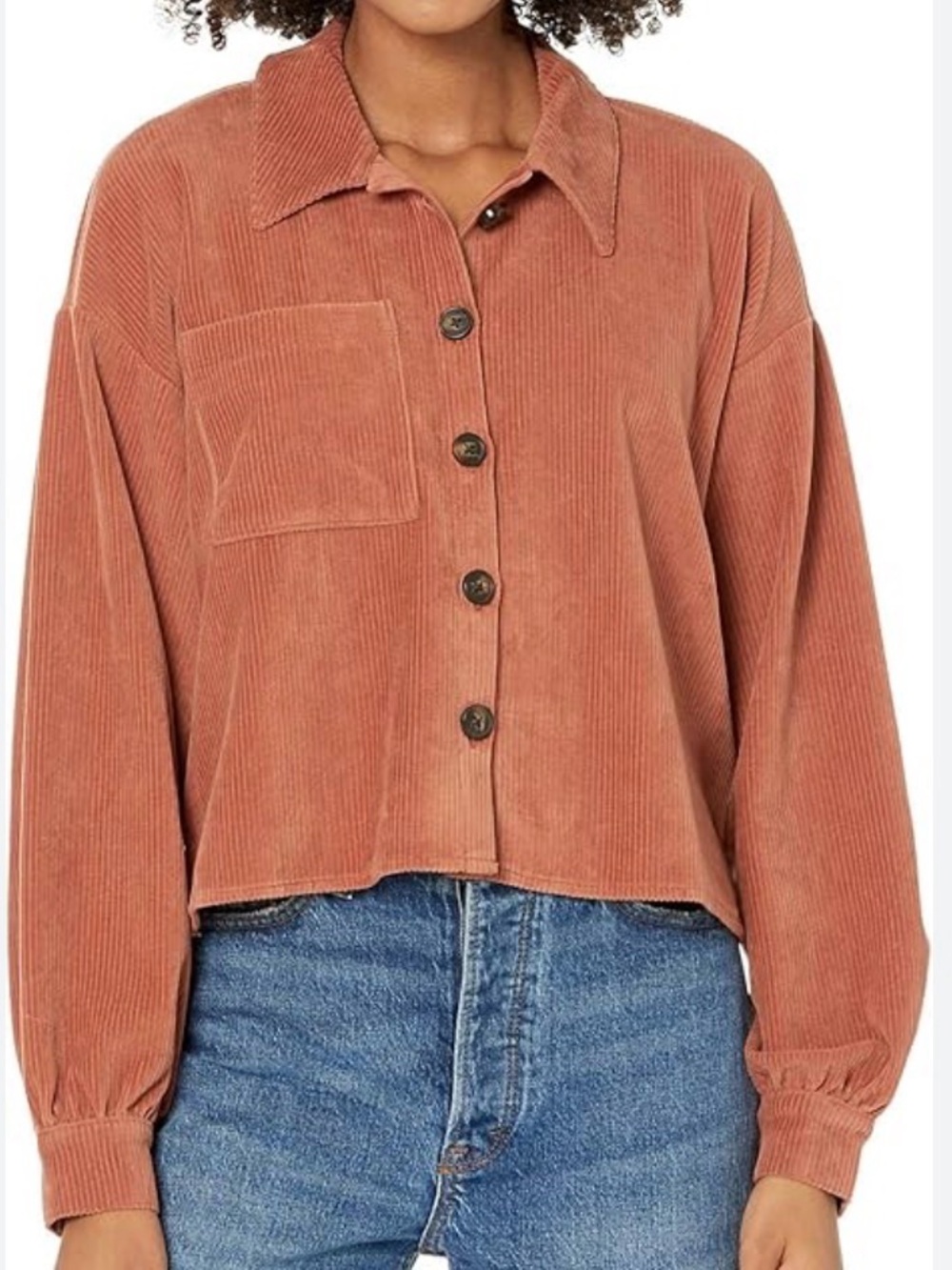 Madewell Rust Corduroy-Trim Sweater Top